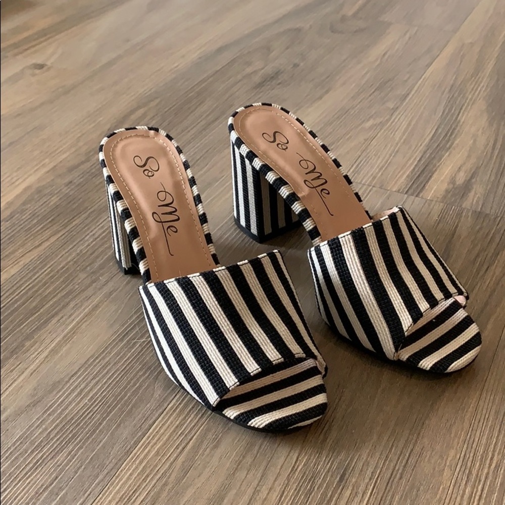 Never worn- heeled mules